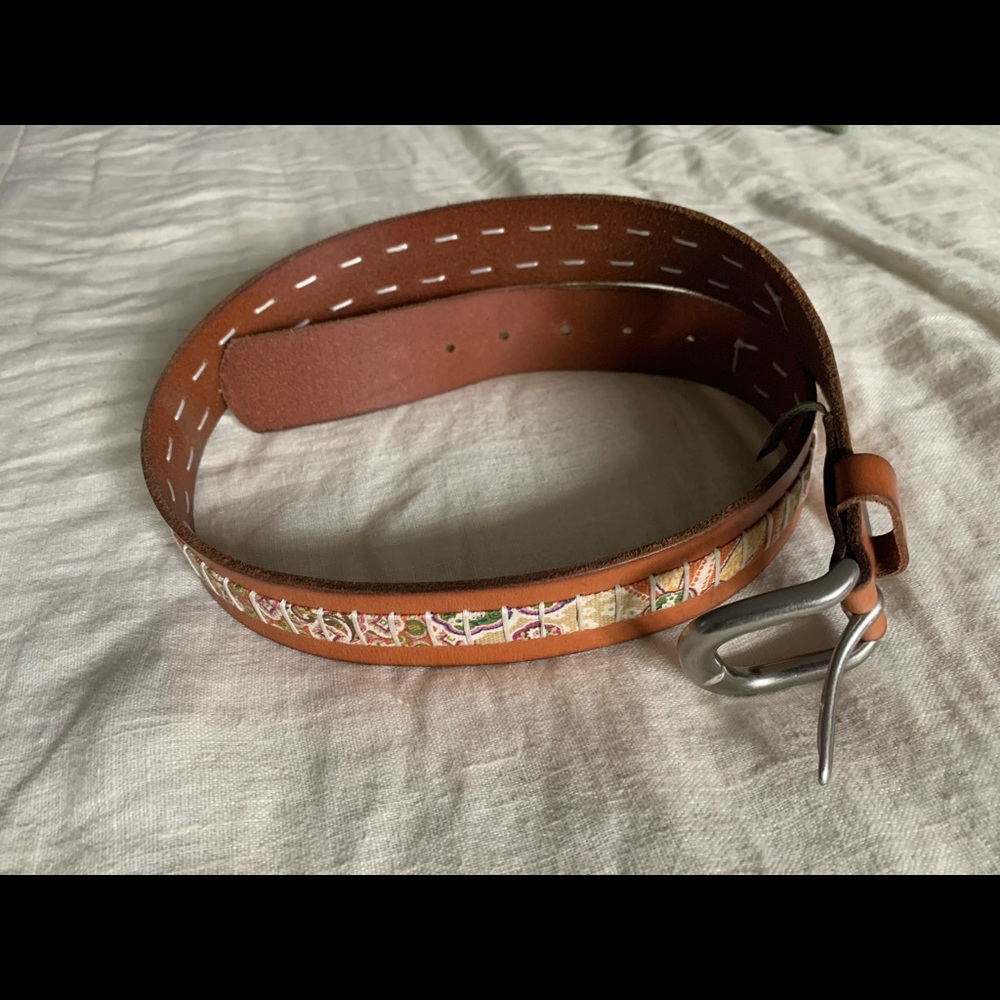 Fossil belt - brown leather patterned fabric